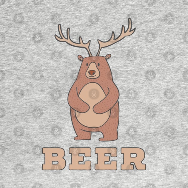 Funny Beer Bear Deer by Liberty Art